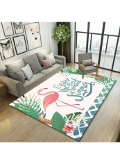 Anti-Skidding Flamingo Print Simple Living Room Floor Mat Multicolour 120x160cm