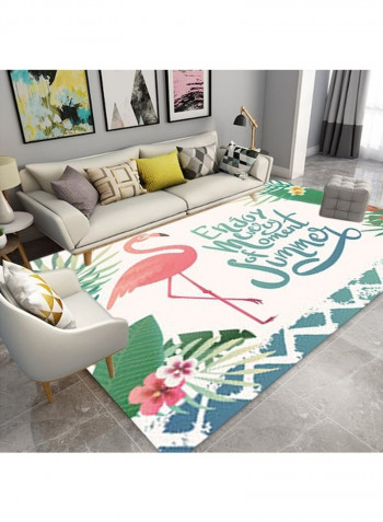 Anti-Skidding Flamingo Print Simple Living Room Floor Mat Multicolour 120x160cm