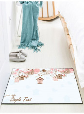 Floral Printed Floor Mat White/Pink/Brown 140x200cm
