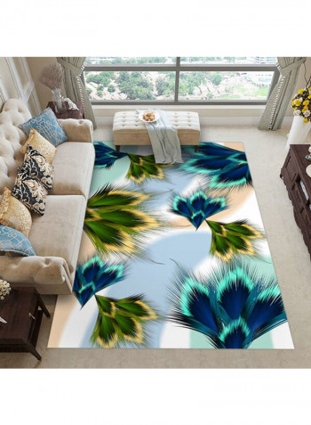 Flower Pattern Anti-Skidding Long Rug Multicolour 140 x 200cm