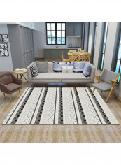 Stripe Pattern Anti-Slip Durable Carpet Grey 120 x 160cm