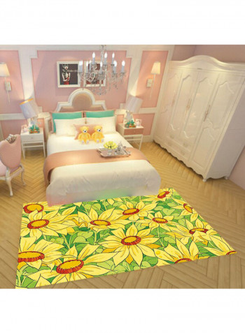 3D Floral Living Room Floor Rug Yellow/Green/Red 120x160cm