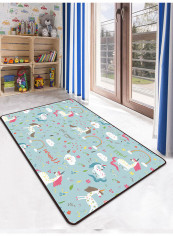 Cartoon Unicorn Printed Mat Blue/White/Pink 140x200cm