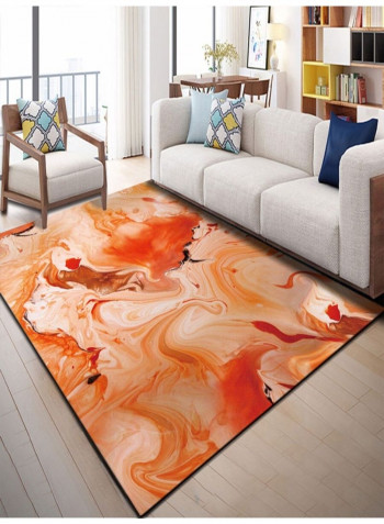 Creative Abstract Print Soft Bedroom Home Linen Mat Orange 140x200cm