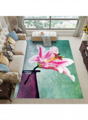 Modern Simple 3D Printed Non-Slip Carpet Multicolour 140 x 200cm