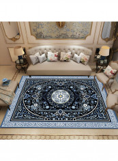 3D Floral Living Room Floor Rug Blue/Black 120x160cm