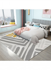 Stripe Pattern Nordic Style Rug Grey/White/Yellow 120x160cm