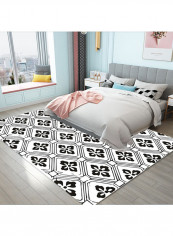 Anti-Slip Pattern Printed Rug Black/White 120x160cm