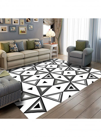 Geometric Pattern Rectangle Rug White/Grey/Black 120x160cm