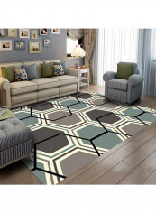 Geometric Pattern Printed Rug Grey/Green/White 120x160cm