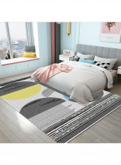 Colourblock Pattern Rug Grey/White/Yellow 120x160cm