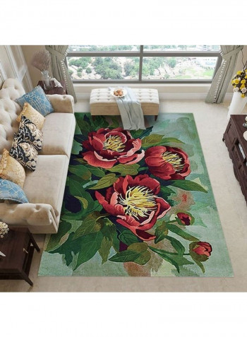 Elegant Plant Printed Carpet Green/Red 140x200cm