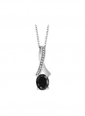 925 Sterling Silver Sapphire And Diamond Studded Pendant Necklace