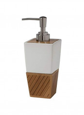 Bamboo Lotion Dispenser White/Brown 4x4x9inch