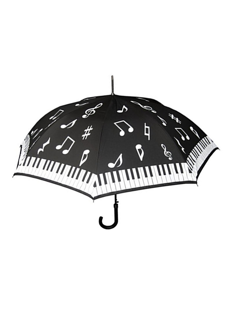 Auto Open Piano Print Hook Handle Umbrella Black/White