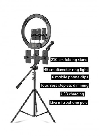 3-Piece Phone Clip Selfie Photography Ring Light Set Black