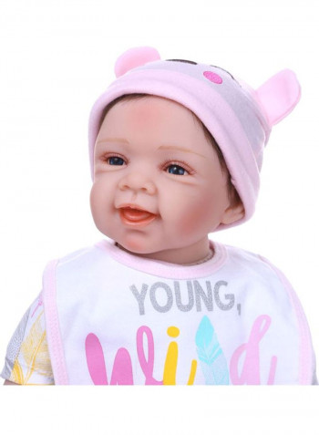 Reborn Baby Doll with Cute Hat and Bib 43.3x15x24.5cm