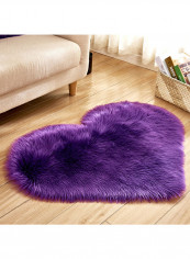 Soft Fluffy Heart Pattern Home Rug Purple 70x90cm