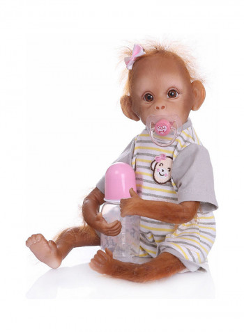 Reborn Lifelike Monkey Doll with Stripe T-shirt 40x14x19cm