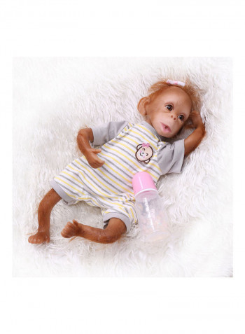 Reborn Lifelike Monkey Doll with Stripe T-shirt 40x14x19cm