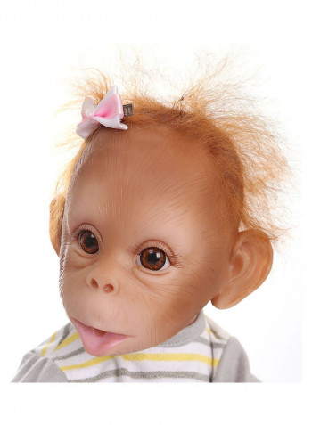 Reborn Lifelike Monkey Doll with Stripe T-shirt 40x14x19cm