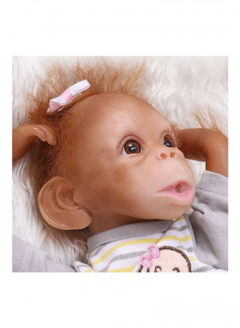 Reborn Lifelike Monkey Doll with Stripe T-shirt 40x14x19cm