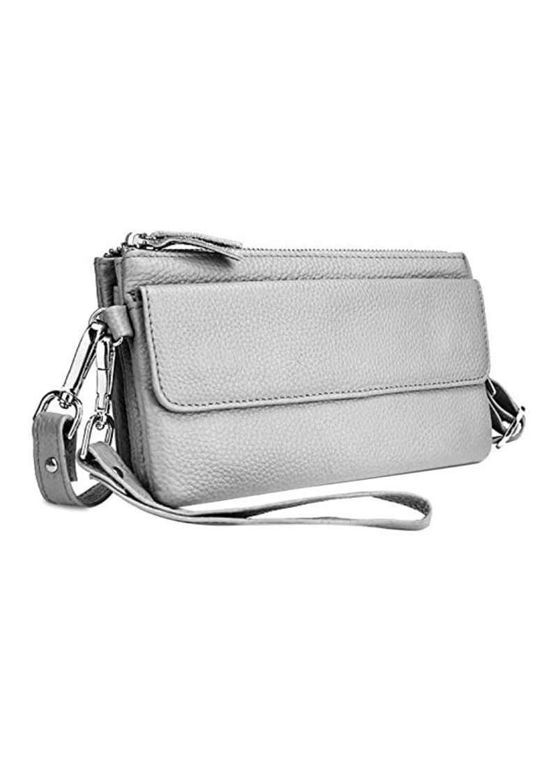 Leather RFID Blocking Wallet Light Silver