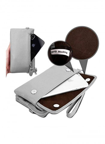 Leather RFID Blocking Wallet Light Silver