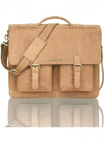 Leather Laptop Briefcase Bag Brown