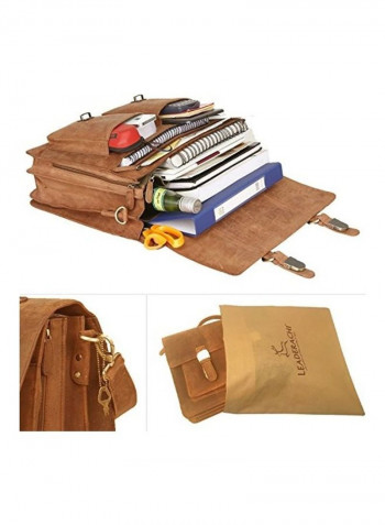 Leather Laptop Briefcase Bag Brown