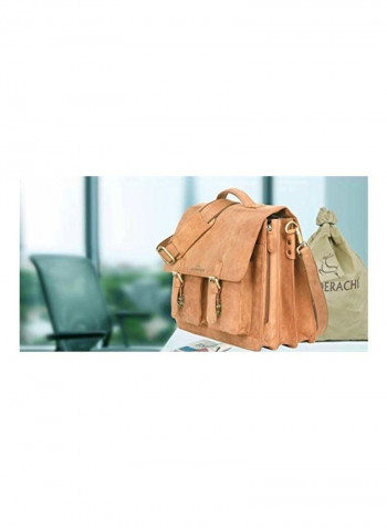 Leather Laptop Briefcase Bag Brown