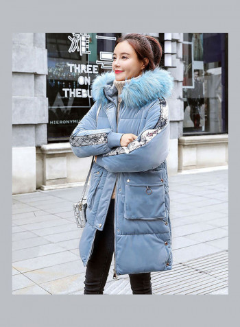 Casual Long Sleeve Jacket Blue