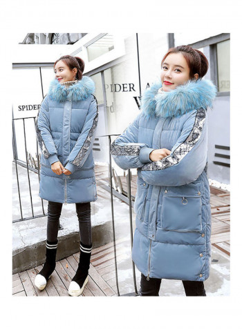 Casual Long Sleeve Jacket Blue