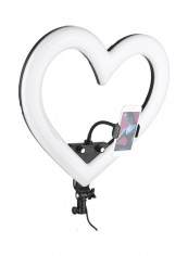 Heart-shape Photography LED Video Light with Phone Holder White/Black