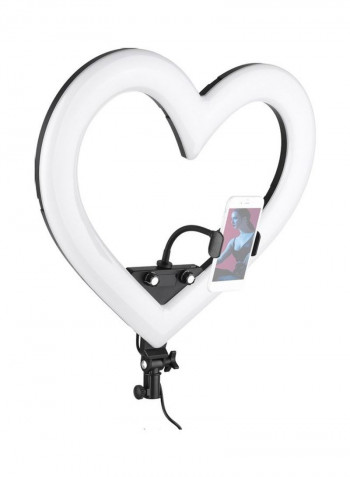 Heart-shape Photography LED Video Light with Phone Holder White/Black