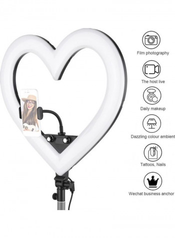 Heart-shape Photography LED Video Light with Phone Holder White/Black
