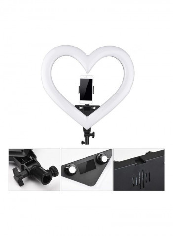 Heart-shape Photography LED Video Light with Phone Holder White/Black
