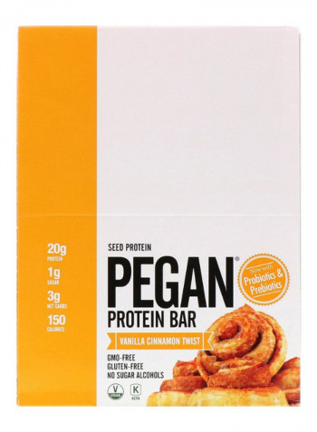 Pack Of 12 Vanilla Cinnamon Twist Pegan Protein Bar