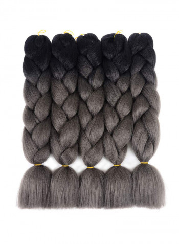 5-Piece Twist Braided Hair Extension Dark Grey 24inch