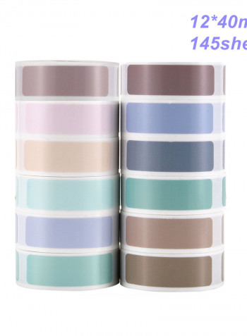 12-Piece Waterproof Tear Resistant Thermal Printing Label Paper Barcode 1.2 x 4cm Multicolour