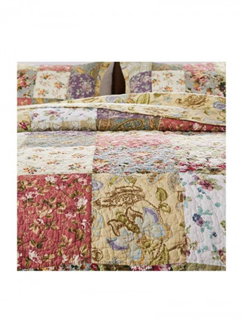 3-Piece Quilt Set White/Grey/Yellow Twin