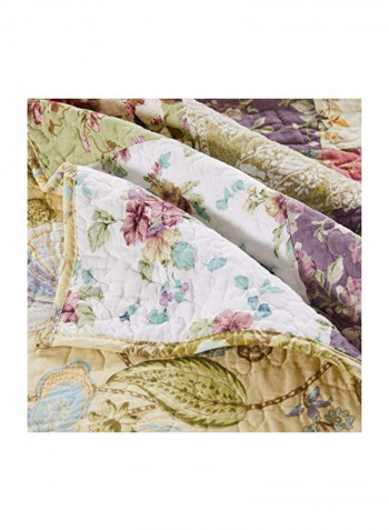 3-Piece Quilt Set White/Grey/Yellow Twin
