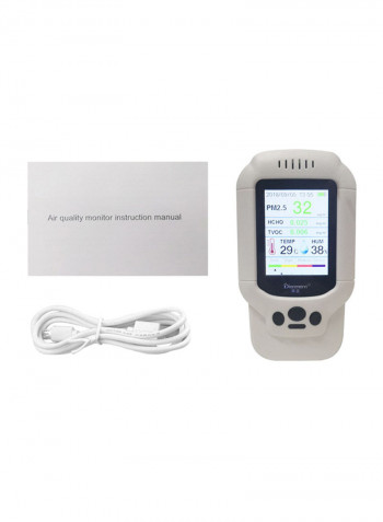 Multifunctional Digital LCD Display Air Quality Analyzer Test Kit White/Black 87 x 35 x 155millimeter