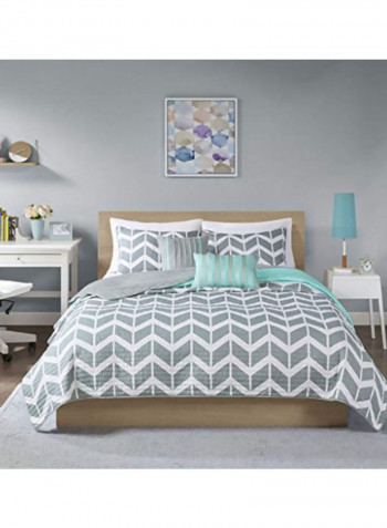 5-Piece Nadia Coverlet Set Green/White