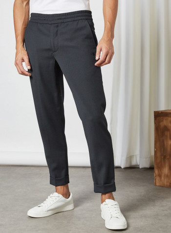 Wool Stretch Twill Trousers Ck Black