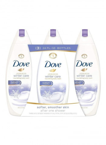 3-Piece Winter Care Body Wash Set White/Purple 3x 709ml