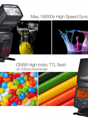YN568EX III Wireless TTL Slave Flash Speedlite GN58 1/8000s HSS Supports USB Firmware Upgrade Black
