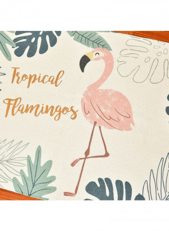 Cartoon Flamingo Pattern Tassel Rug Multicolour 60x130cm