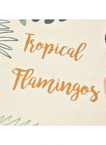 Cartoon Flamingo Pattern Tassel Rug Multicolour 60x130cm