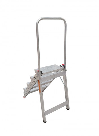 4-Step Compact Stool Ladder Silver 135x55x20centimeter